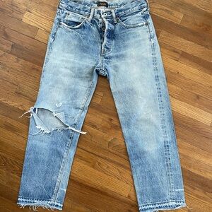 Chimala Light Blue Distressed Women's Straight Jeans